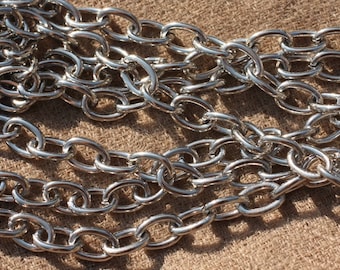 1 meter - Stainless Steel Chain Primer - Open Oval Link 10x8x2mm silver gray - 7427039735735