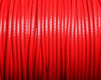 Bobina de 90 metros - cordón de algodón encerado recubierto de 2 mm, rojo brillante