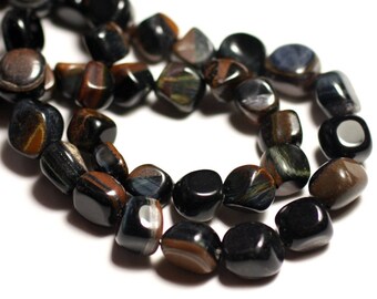 10個入り - ストーンビーズ - タイガーアイ、アイアンアイ、ホークスアイナゲット 6～10mm - 8741140015876