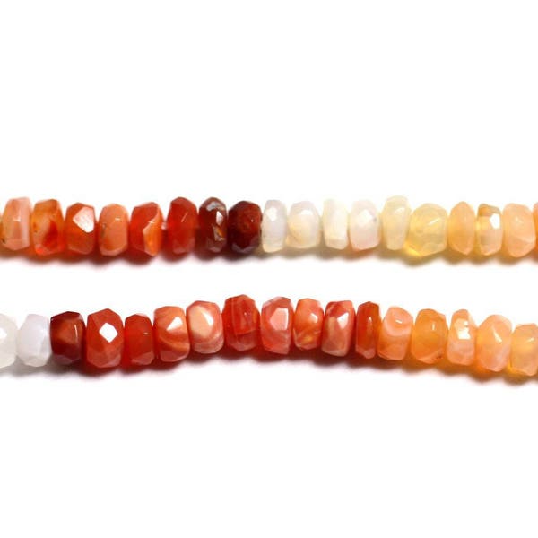 10pc - Stone Beads - Fire Opal Faceted Rondelle 2-3mm white yellow orange red - 4558550090591