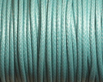 Bobine 38 metres env - Fil Corde Cordon Coton Ciré 3mm Bleu Turquoise Pastel