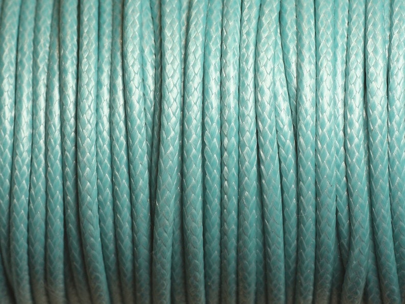 Bobbin 38 meters approx Waxed Cotton Cord Cord 3mm Pastel Turquoise Blue image 1