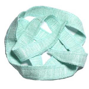 Bourrette wild silk ribbon necklace 85 x 2cm Light green Turquoise SOIE185 - 8741140003378