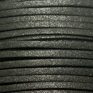 5 meters - Suede Cord Lanyard 3mm Black Glitter Sparkly - 8741140022997