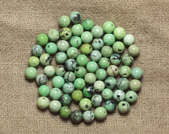 10pc - Natural Turquoise Stone Beads Balls 6mm white light green turquoise mint - 7427039741842