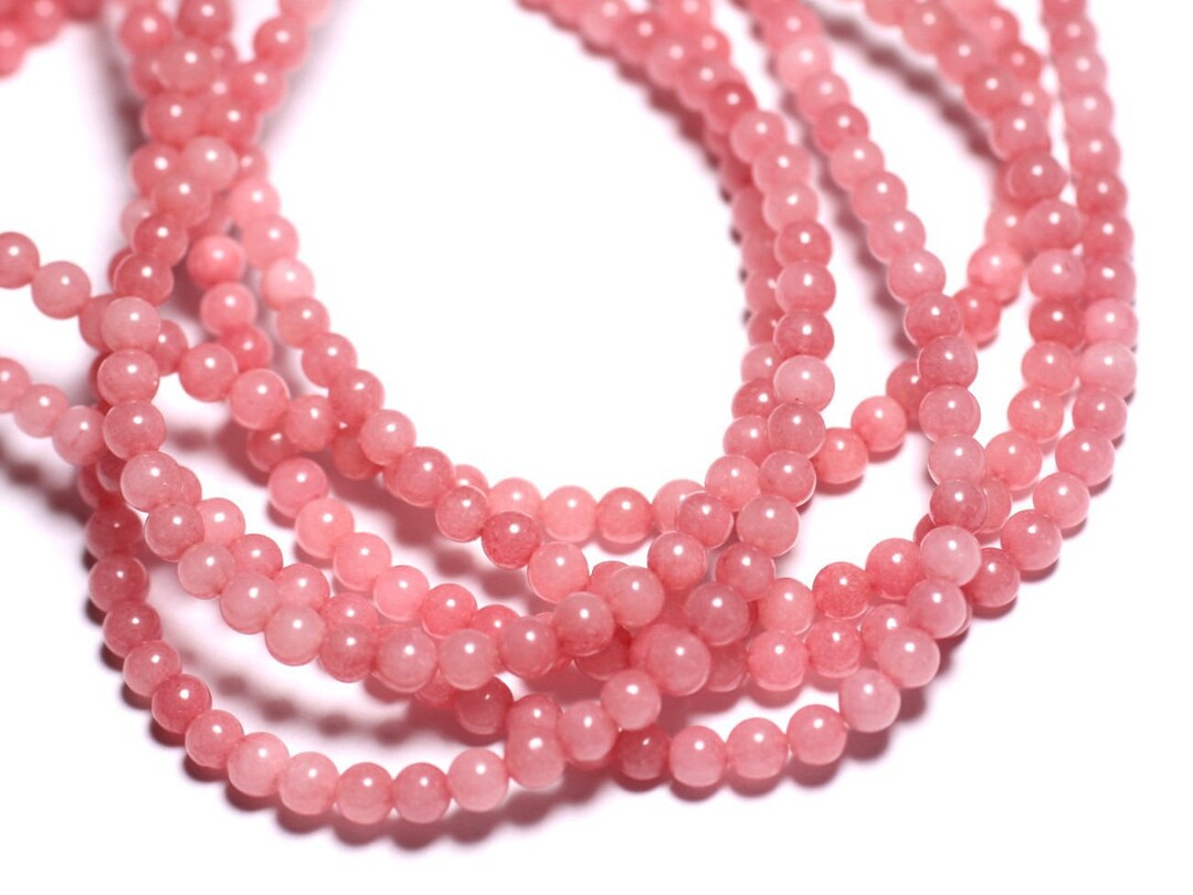 Fil De Perles En Pierre Jade - 39cm, Environ 65 Pièces, Boules 6mm Violet Prune Rose