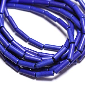 20pc - Stone Beads - Reconstituted Synthetic Turquoise Tubes 13x4mm Royal Blue - 8741140005372