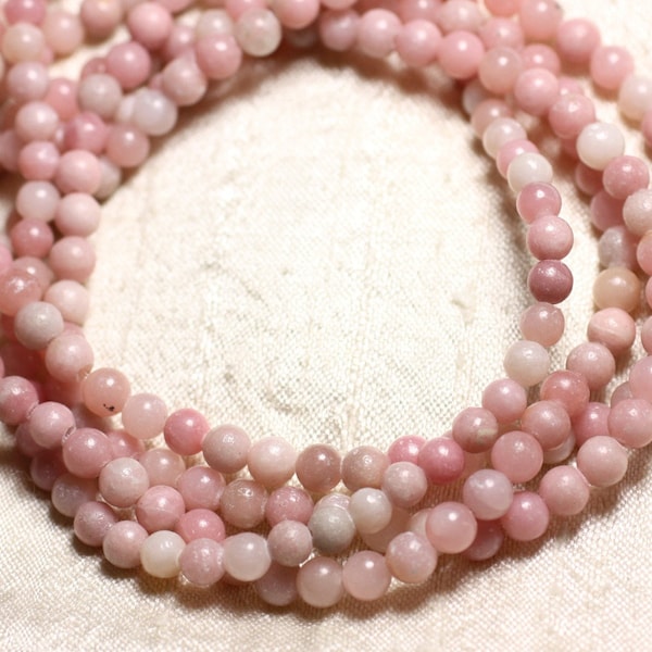 Fil 39cm 65pc environ - Perles Pierre - Opale Rose Boules 6mm