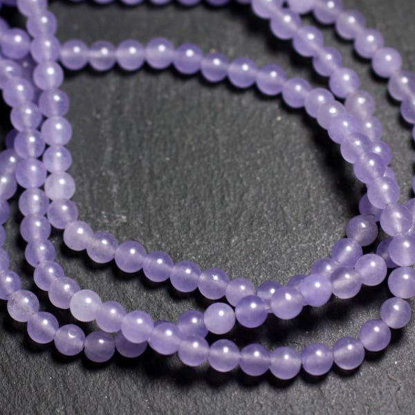 Fil 39cm 92pc environ - Perles Pierre Jade Boules 4mm Violet Mauve Lilas Parme Lavande