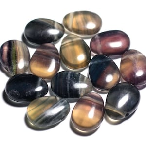 Semi precious stone pendant - Fluorite Multicolor Drop 25mm - 4558550092212