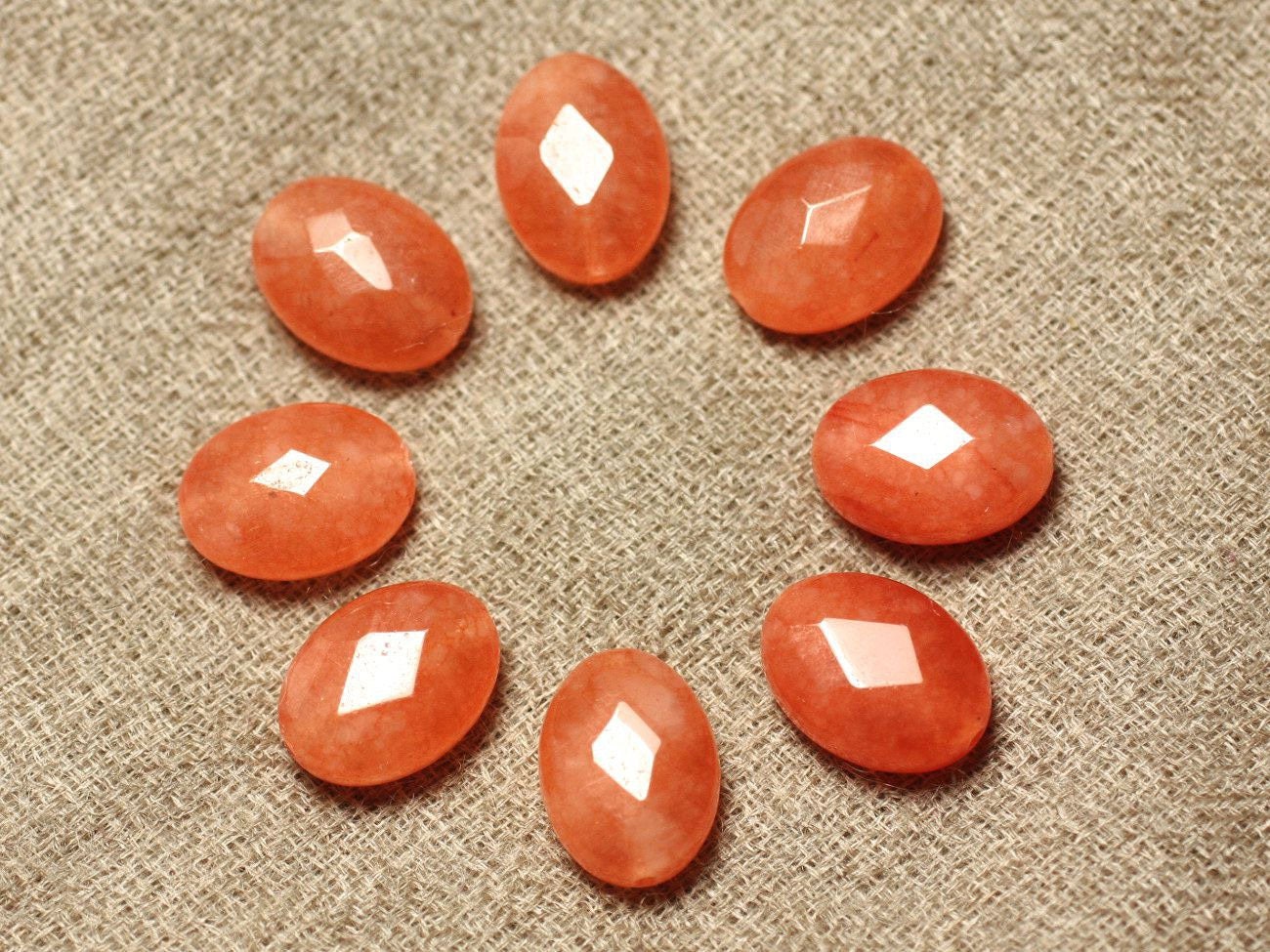 Perles En Pierre De Jade Orange Capucine 6mm - Environ 60 Pièces Sur Fil De 39cm, Fait Main En France