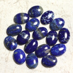 1pc - Cabochon Pierre - Lapis Lazuli Ovale 18x13mm Bleu nuit Doré - 7427039734684