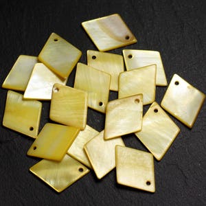 10 Stück - Perlenanhänger, Perlmutt, Diamanten, 21 mm, Gelb 4558550014931