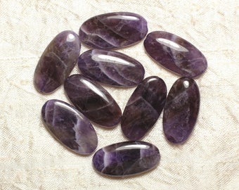 1pc - Stone Bead - Amethyst Chevron Oval 30x15mm Purple Purple White - 4558550000453