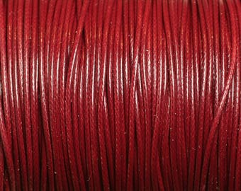 Bobine 90 mètres env - Fil Corde Cordon Coton Ciré 1mm Rouge Bordeaux