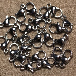 50pc - Stainless Steel Metal Snap Clasps 15x9mm Gray Silver - 7427039735810
