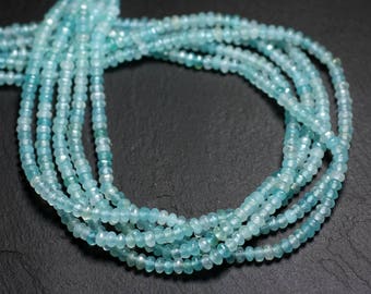 30pc - Stone Beads - Faceted Jade Rondelles 4x2mm Sky Blue Turquoise - 4558550084415