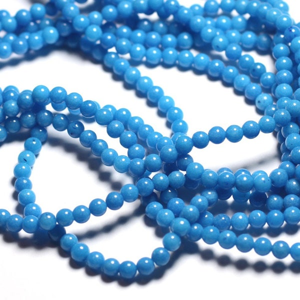 30pc - Jade Stone Beads Balls 4mm Turquoise Blue Azure Sky - 4558550089625