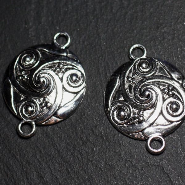 4 Stück – hochwertige versilberte Verbindungsstücke, runde keltische Spiralen, 28 mm – 8741140003828