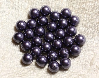 10pc - Mother of Pearl Beads Balls 8mm ref C5 Indigo Blue 4558550004178