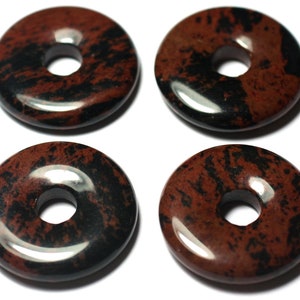 1pc - Semi precious stone pendant - Obsidian Mahogany Mahogany Donut 25mm - 7427039728959