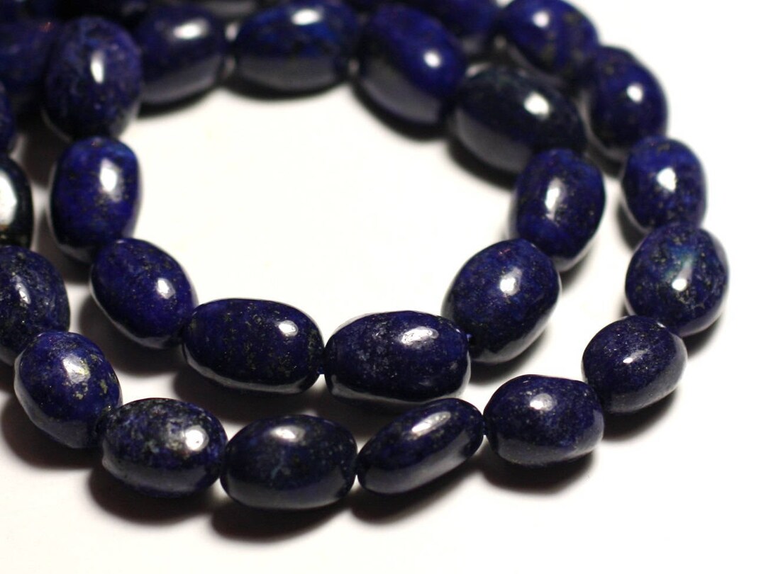 Fil De 21 Perles Lapis Lazuli Ovales 18x13mm - 39cm - Neuf
