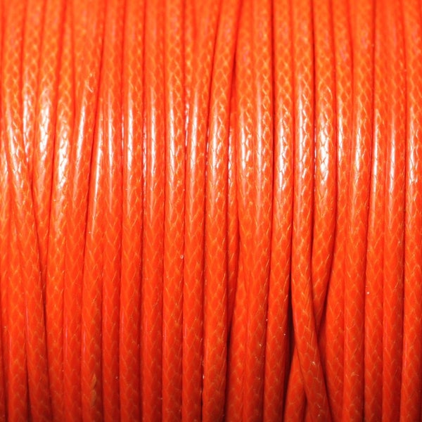 5 mètres - Fil Corde Cordon coton ciré enduit 2mm Orange Fluo - 8741140010321