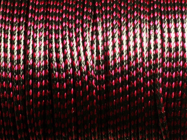 5 mètres Cordon Coton Ciré 2mm Noir et Rouge Rose 4558550007025 image 1