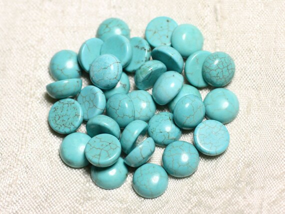 Perles de Pierre Turquoise Synthèse Croix 15mm Blanc crème Fil 39cm 25pc env