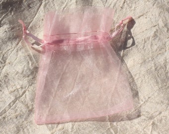 10pc - Sacs Pochettes Cadeaux Bijoux Tissu Voile Organza 10x8cm Rose clair bonbon - 7427039744881