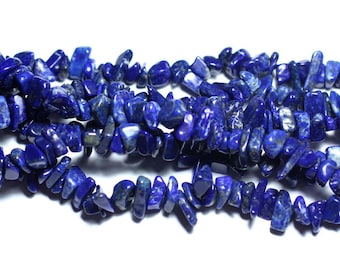 30pc - Stone Beads - Lapis Lazuli Rocailles Chips 4-12mm royal blue midnight gold - 7427039737548