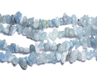 30pc - Stone Beads - Aquamarine Chips Rocailles 4-10mm Light Blue White - 7427039736015