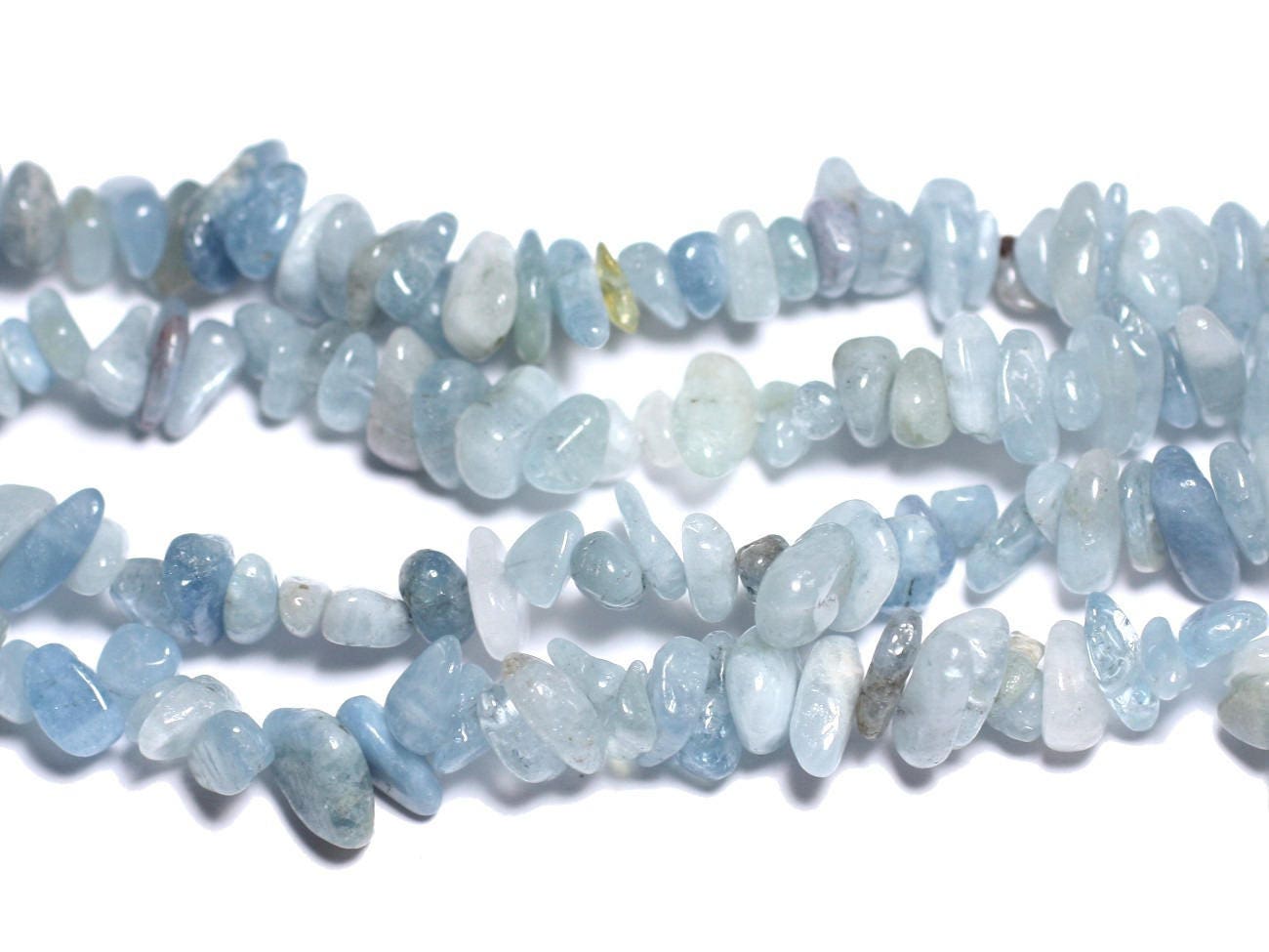 30st - Steenkralen - Aquamarijn Chips Rocailles 4-10mm Lichtblauw Wit - 7427039736015