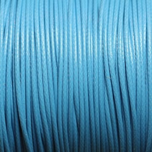 5 Meters - Waxed Cotton Cord Cord Thread 1mm Azure Turquoise Blue - 4558550016058
