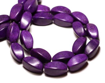 10pc - Perles Turquoise Synthèse reconstituée Olives Torsadées Twist 18mm Violet - 8741140009820