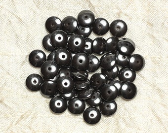 40pc - Perles Pierre - Hematite Rondelles 8x3mm Gris Noir - 4558550033079