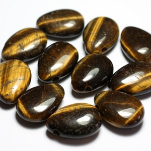 1 Stück – Tigerauge-Stein-Anhänger, Perle, Güteklasse B, Unvollkommenheiten – Tropfen 25 mm, Braun, Bronze, Gold, Schwarz – 7427039743532