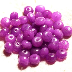 10pc - Stone Beads - Faceted Jade Rondelles 8x5mm Violet Pink Mauve Fuchsia - 4558550009050