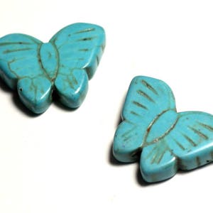 2pc - Synthetic Turquoise Bead Butterflies 26mm Turquoise Blue 4558550029324