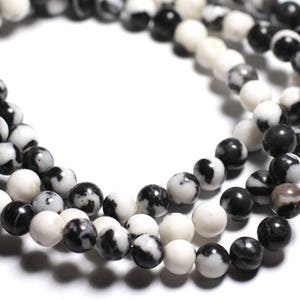 10pc - Stone Beads - White and Black Mexican Jasper Balls 8mm - 4558550082183