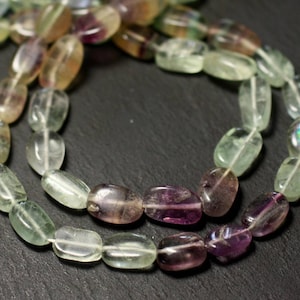 10pc - Cuentas de Piedra - Fluorita Multicolor Aceitunas Ovaladas 8-11mm - 8741140011755