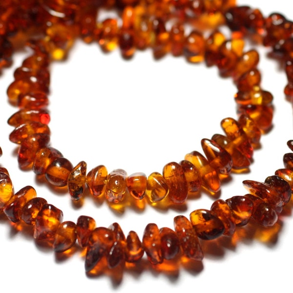 10pc - Natural Baltic Amber Stone Beads Rocailles Chips Rondelle 6-12mm Cognac Orange - 7427039734998