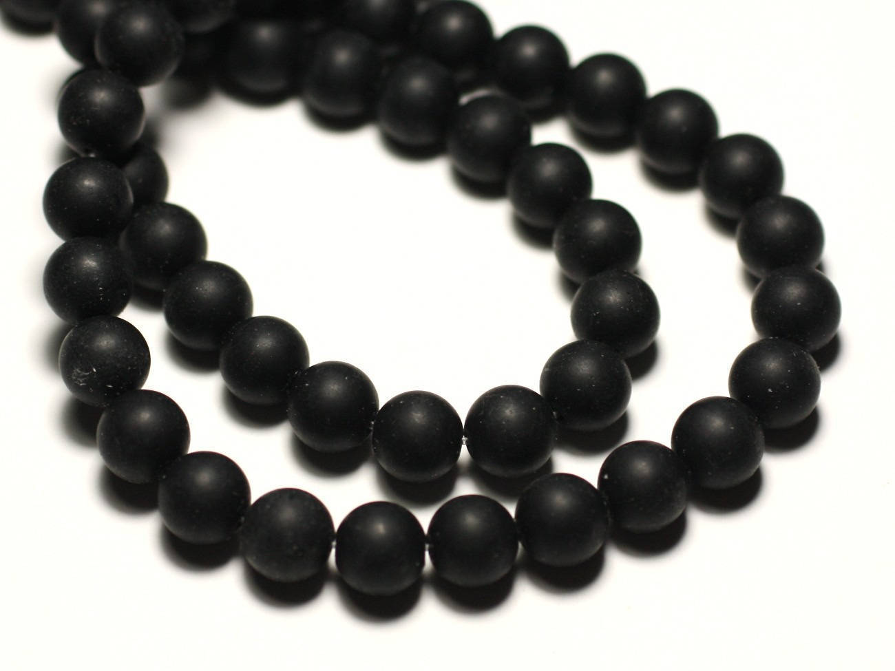 10 Perles En Jaspe Noir Mat Sablé Givré 10mm - Perles Pierres Naturelles Pour Bijoux, Neuves