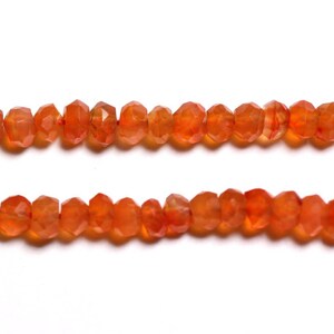 10pc - Stone Beads - Carnelian Faceted Rondelles 3-5mm Orange - 4558550090263