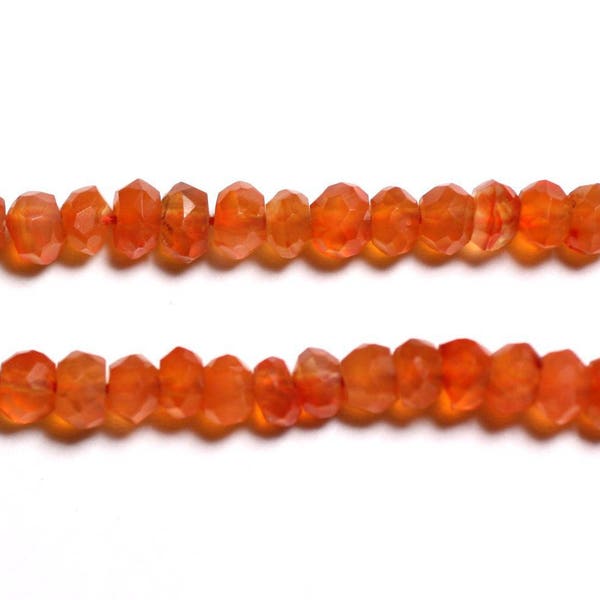 10pc - Stone Beads - Carnelian Faceted Rondelle 3-5mm Orange - 4558550090263