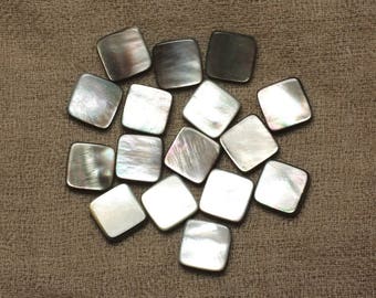4 Perles En Nacre Noire Naturelle - Forme Losange 16x12mm - Neuf