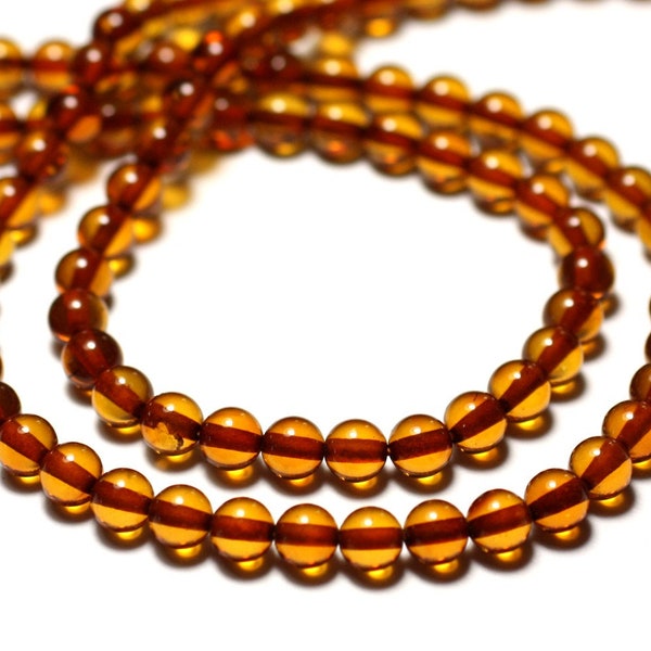 Thread 40cm 80pc approx - Natural Baltic Amber Stone Beads Balls 5mm cognac orange