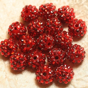 5st - Hars Shamballa Kralen 14x12mm Rood 4558550026507