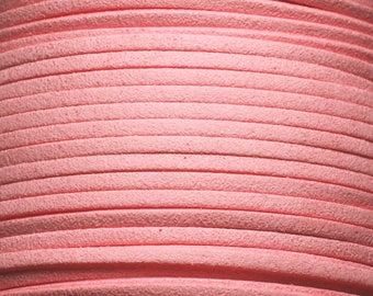 Spool 90 meters approx - Rope Cord Lanyard Suedine Suede 3mm Pink Coral Peach Pastel