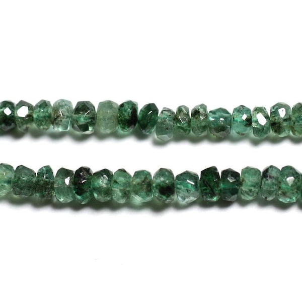 String 41cm 240pc approx - Stone Beads - Emerald Zambia Faceted Rondelles 2-3mm Green Khaki Black transparent